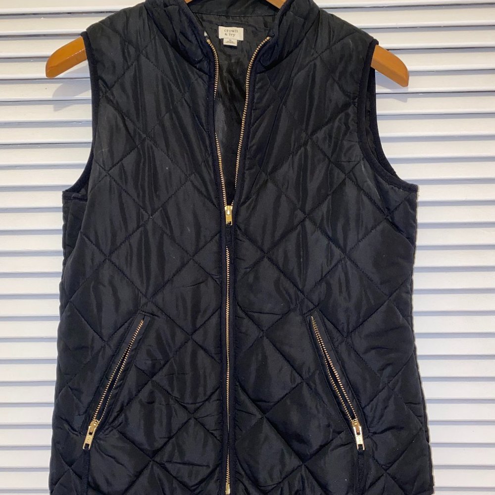 Quilted Vest with Gold Hardware